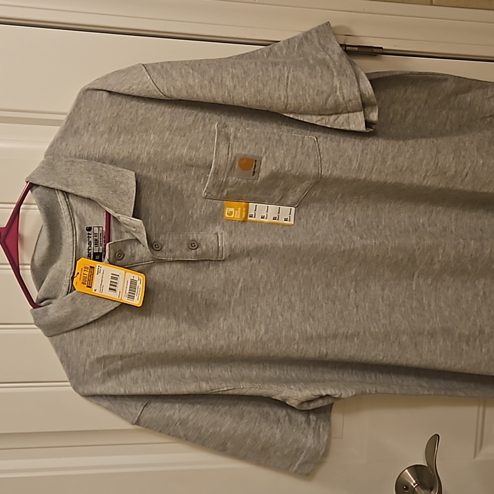 Carhartt polo force delmont T-shirt relaxed fit L stain breaker perfect NWT GREY